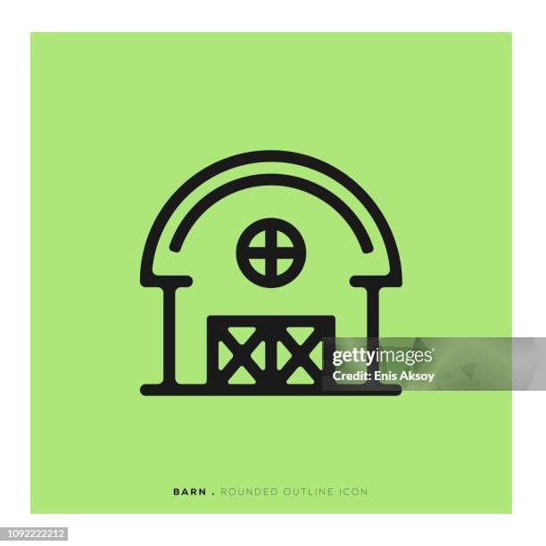 barn rounded line icon - rustic farmhouse stock illustrations