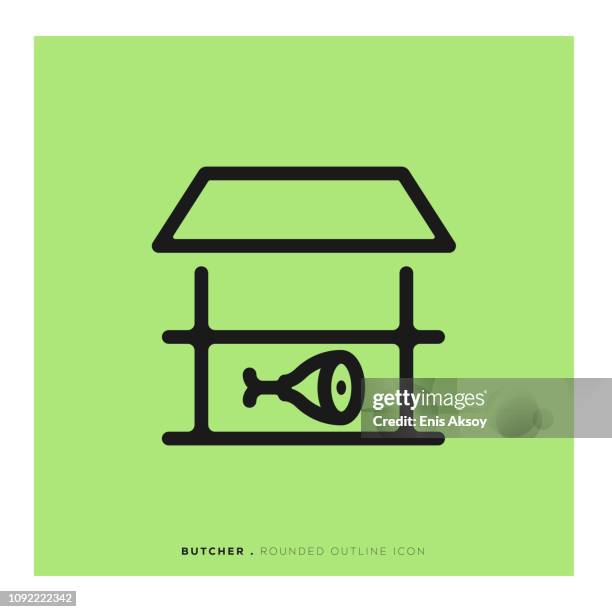 butcher rounded line icon - bbq table stock illustrations