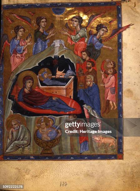 The Nativity of Christ , 1268. Found in the Collection of Mesrop Mashtots Institute of Ancient Manuscripts , Yerevan.