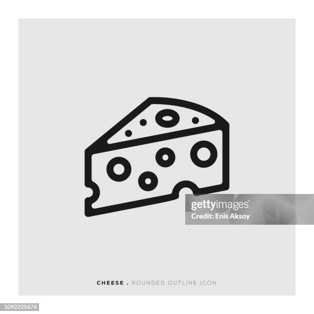 cheese rounded line icon - deli turkey stock illustrations