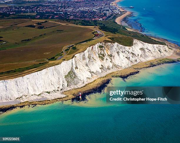 beachy head aerial view - beachy head stockfoto's en -beelden