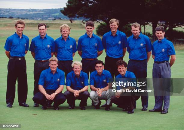 The Great Britain and Ireland team during the Walker Cup at Portmarnock Golf Club, Ireland, 5th September 1991. Amongst them are Irish golfers...