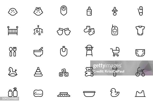 baby icons - baby bib stock illustrations