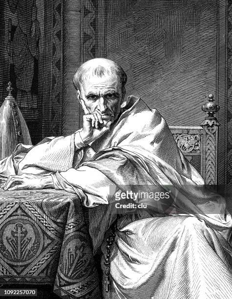 pope gregory vii portrait - pope stock illustrations