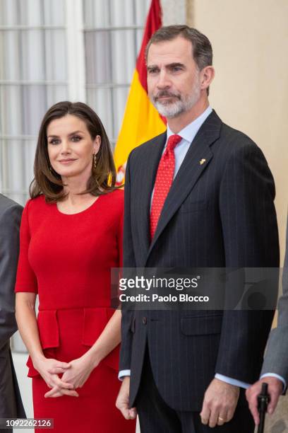 Queen Letizia of Spain and King Felipe VI of Spain attend the National Sports Awards 2017 at the El Pardo Palace on January 10, 2019 in Madrid, Spain.
