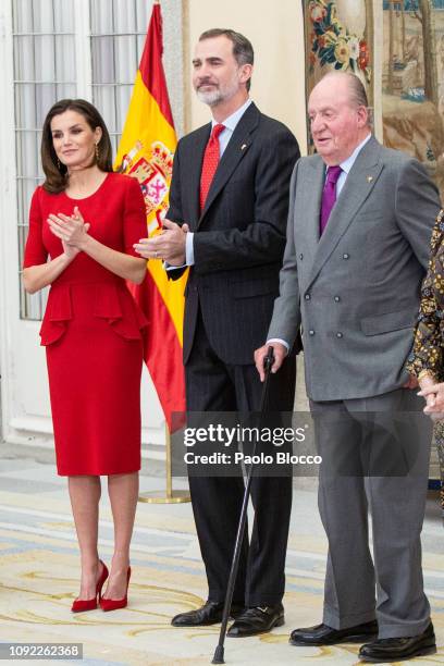 Queen Letizia of Spain, King Felipe VI of Spain and King Juan Carlos attend the National Sports Awards 2017 at the El Pardo Palace on January 10,...