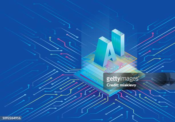 illustrazioni stock, clip art, cartoni animati e icone di tendenza di chip di elaborazione dell'intelligenza artificiale - chip del computer