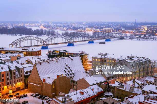 railway bridge, riga, latvia - latvia stock pictures, royalty-free photos & images
