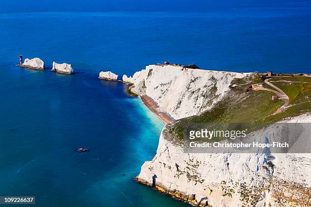 isle of wight needles - isle of wight stock pictures, royalty-free photos & images