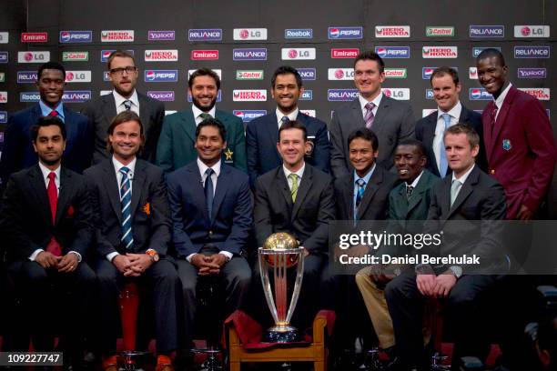 Captains Elton Chigumburu of Zimbabwe, Daniel Vettori of New Zealand, Shahid Afridi of Pakistan, Mahendra Singh Dhoni of India, Graeme Smith of South...