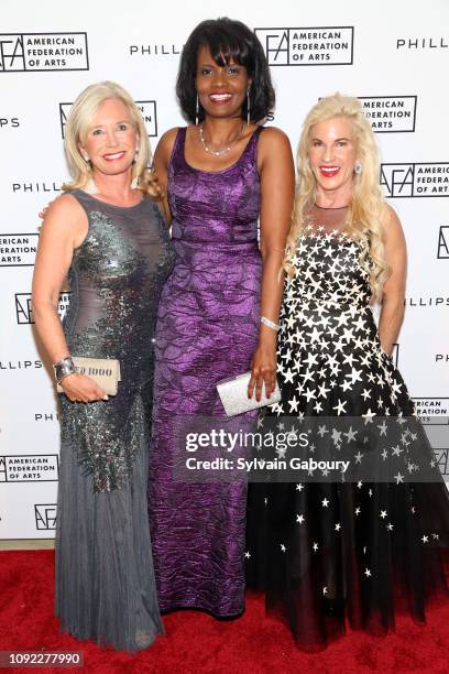 Sharon Bush, Pauline Willis and Martha MacMillan attend American Federation Of Arts 2018 Gala at Guastavino's on November 8, 2018 in New York City.