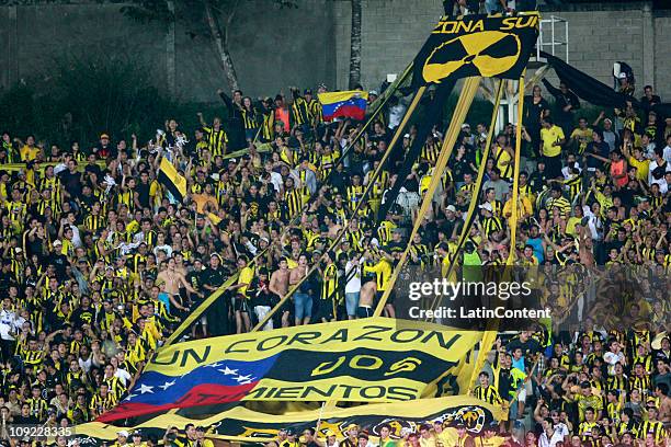 Fans of Deportivo. Tachira support their team during a Libertadores Cup game against Santos. February 15, 2011 San Cristobal, Venezuela.