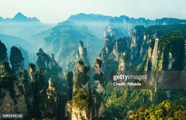 berg im zhangjiajie nationalpark, china - zhangjiajie national forest park stock-fotos und bilder