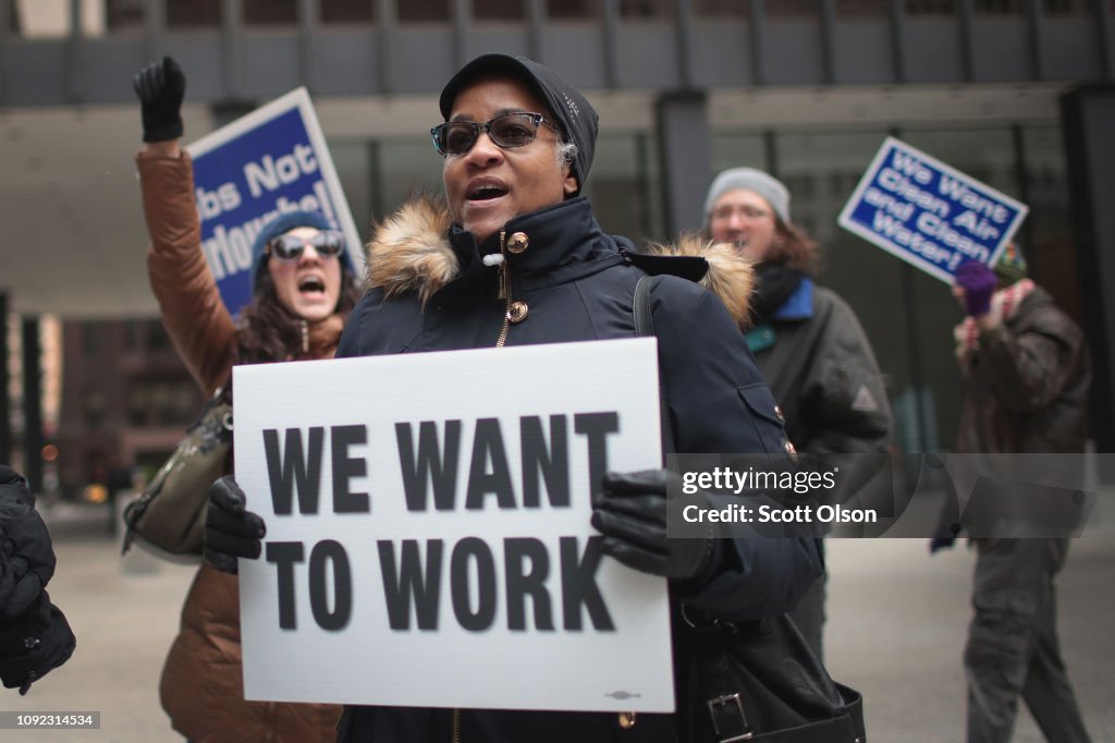 Government Workers Protest The Shutdown In Chicago