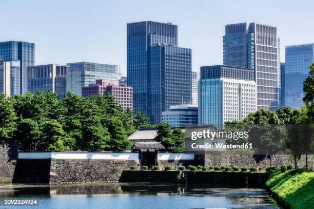 japan, tokyo, chiyoda district, lake in imperial palace area - chiyoda stockfoto's en -beelden