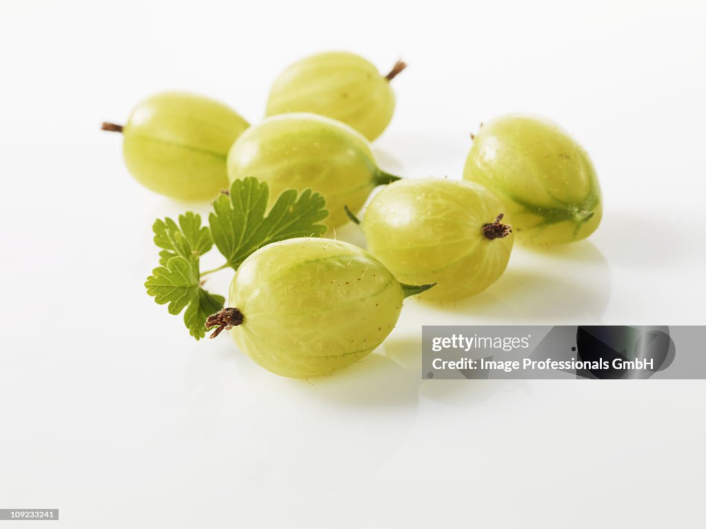 Gooseberries on white background, close-up