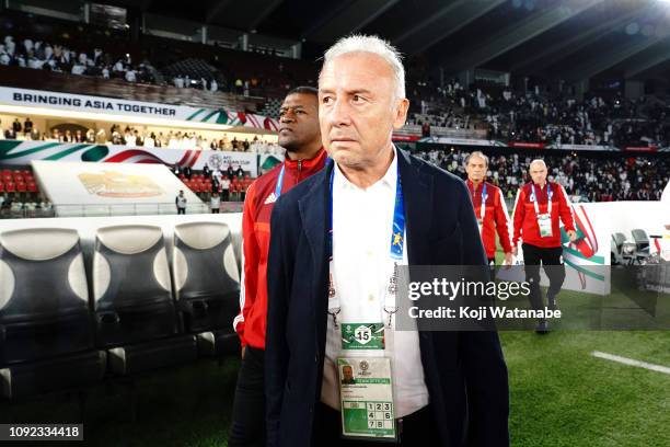 Alberto Zaccheroni of United Arab Emirates corch looks on during the AFC Asian Cup Group A match between India and Majed Hassan Ahmad at Zayed Sports...
