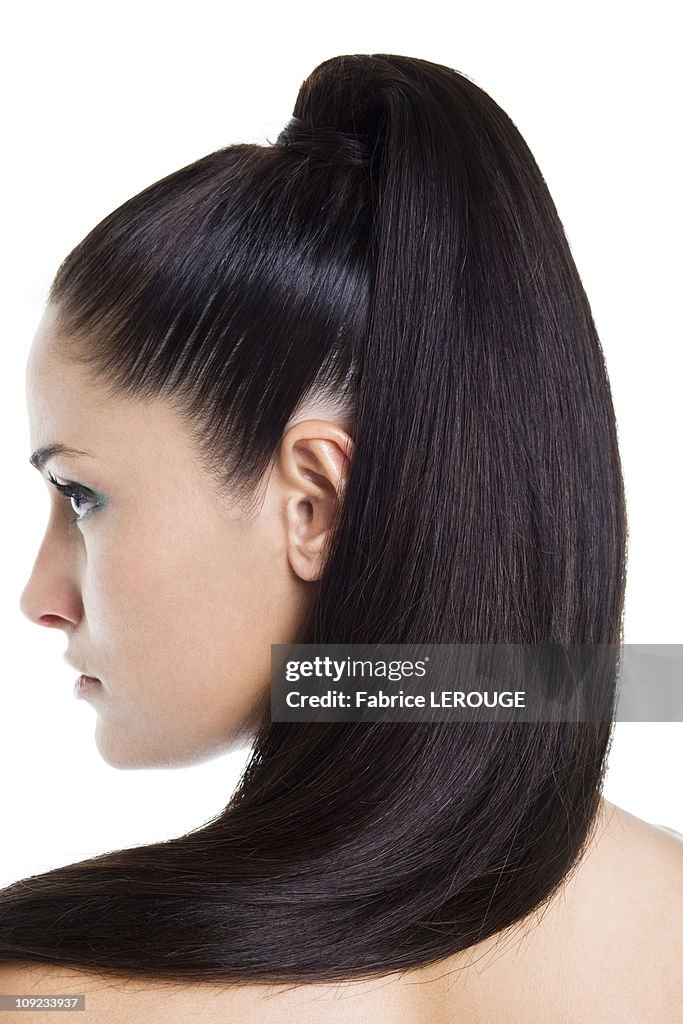 Close-up of woman's ponytail
