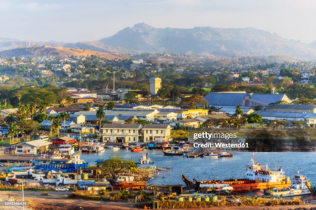 Fiji Islands, Lautoka, Aerial view of harbour