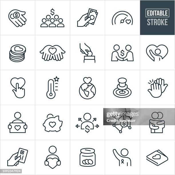 fundraiser line icons - editable stroke - meter stock illustrations