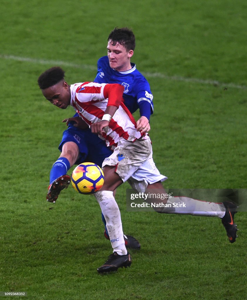 Seb Quirk Seb Quirk of Everton and Abdoulaye Toure of Stoke in action during ...
