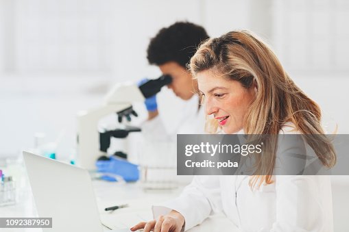 Lab Worker Working On Laptop In Laboratory High-Res Stock Photo - Getty ...