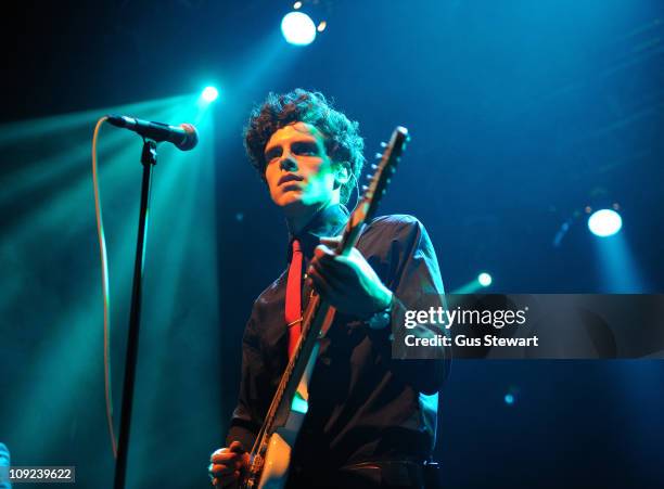 Charlie Fink of Noah And The Whale performs on stage at KOKO on February 17, 2011 in London, England.