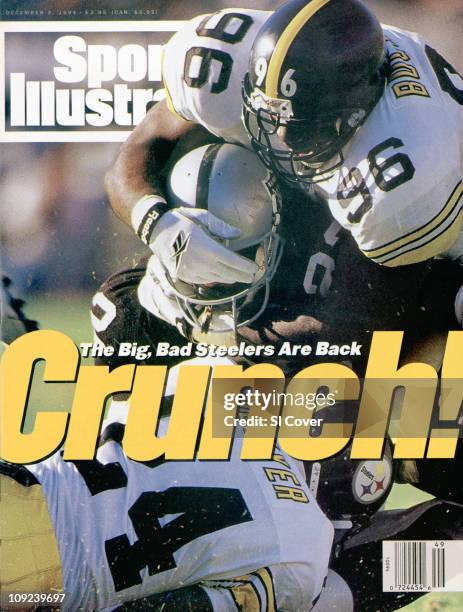 December 5, 1994 Sports Illustrated via Getty Images Cover:Football: Pittsburgh Steelers Brentson Buckner and Tim McKyer in action, making tackle vs...