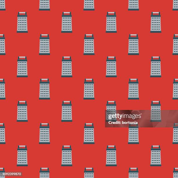 meal delivery kit seamless pattern - cheese grater stock illustrations