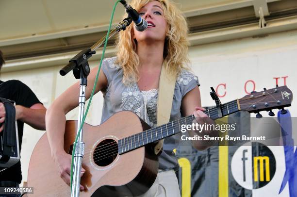 Kimberly Perry from the musical group The Band Perry performs onstage at the Golf and Guitars charity event on May 18, 2010 at the Alister MacKenzie...