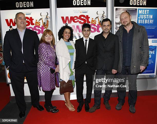 Writer: Ayub Khan-Din, Linda Bassett, Zita Sattar Aquib Khan and Emil Marwa and director Andy DeEmmony at the West Is West - Manchester film...