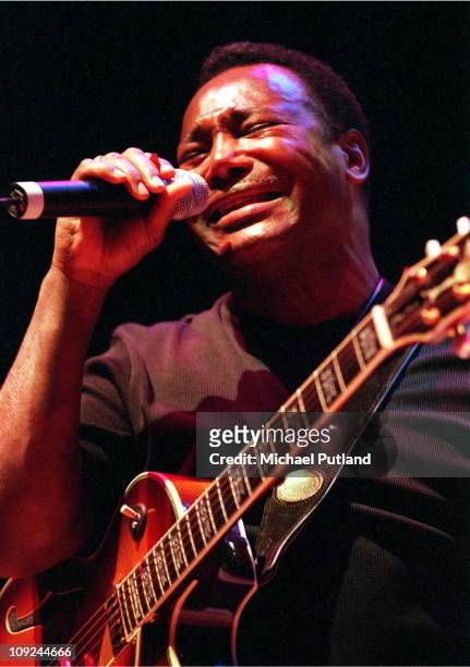 George Benson performs on stage at Ronnie Scott's Charity Gala, London, 1999.