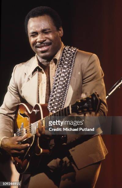 George Benson performs on stage, New York, 1978.