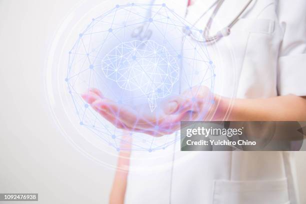 medical doctor showing the virtual interface human brain - brain stroke stock pictures, royalty-free photos & images