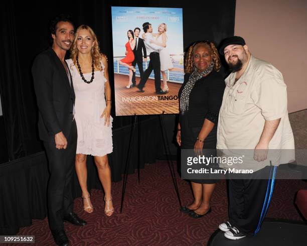 Carlos Leon, Elika Portnoy, Avery Somers and a member of the cast attend the Miami screening of Immigration Tango at AMC Sunset Place on February 17,...