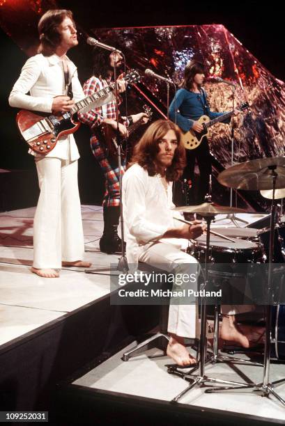 Badfinger perform on Top Of The Pops L-R Pete Ham, Tommy Evans, Mike Gibbons, Joey Molland.