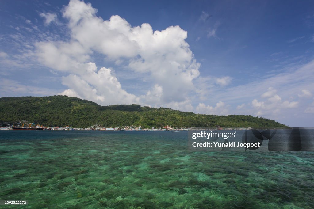 View of Tarempa City, Anambas Islands, Riau Islands, Indonesia. The best tropical island in Asia that is rarely visited.