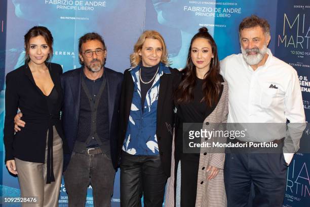 Serena Rossi, Riccardo Donna, Monica Rametta, Dajana Roncio e Luca Barbareschi at the press conference for the presentation of the film Io sono Mia,...