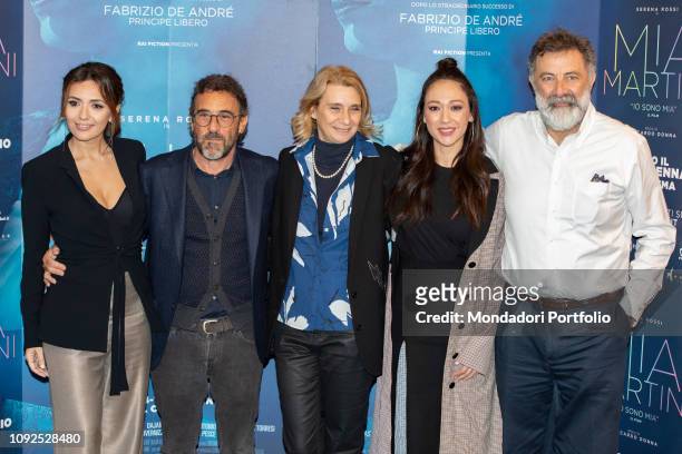 Serena Rossi, Riccardo Donna, Monica Rametta, Dajana Roncio e Luca Barbareschi at the press conference for the presentation of the film Io sono Mia,...