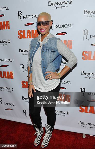 Model Amber Rose attends the NBA All-Star block party kickoff at Sportie LA at Sportie LA on February 17, 2011 in Los Angeles, California.