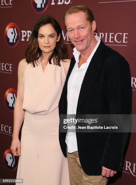 Ruth Wilson and Iain Glen attend the Masterpiece Photo Call on February 01, 2019 in Pasadena, California.