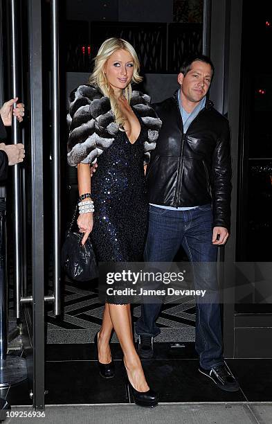 Paris Hilton and Cy Waits seen on the streets of Manhattan on February 17, 2011 in New York City.