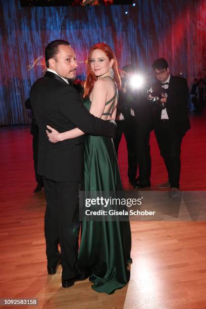 Barbara Meier and her fiance Klemens Hallmann during the 14th Semper Opera Ball 2019 at Semperoper on February 1, 2019 in Dresden, Germany.