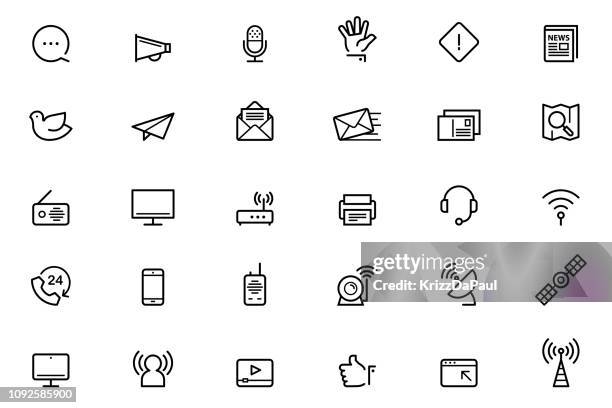 bildbanksillustrationer, clip art samt tecknat material och ikoner med meddelande-ikoner - radio och tv utsändning