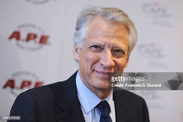 Dominique de Villepin, President and founder of 'Republique Solidaire' gives a press conference at CAPE on February 18, 2011 in Paris, France.