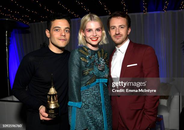 Rami Malek, Lucy Boynton and Joseph Mazzello attend the Outstanding Performer Award Honoring Rami Malek during 34th Santa Barbara International Film...