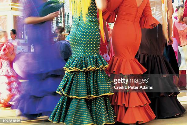 traditional spanish dress, andalucia, spain - baile flamenco fotografías e imágenes de stock
