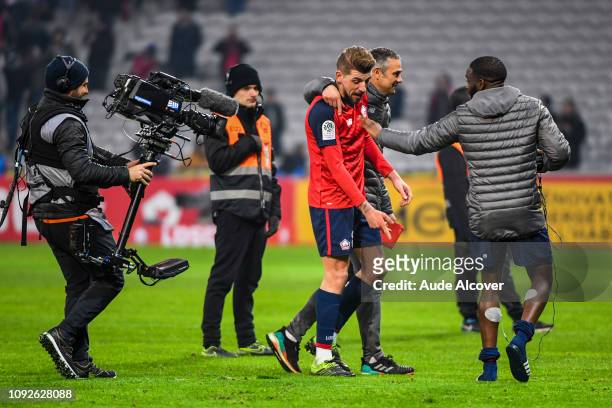 Xeka and Jonathan Ikone of Lille during the Ligue 1 match between Lille and Nice at Stade Pierre Mauroy on February 1, 2019 in Lille, France.