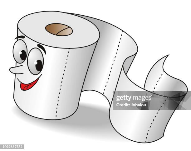 cartoon toilet paper - restroom sign stock illustrations