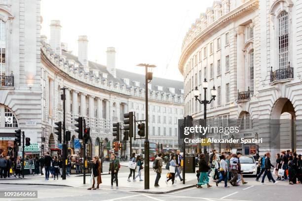 piccadilly circus and regent street in london, england, uk - city of london foto e immagini stock